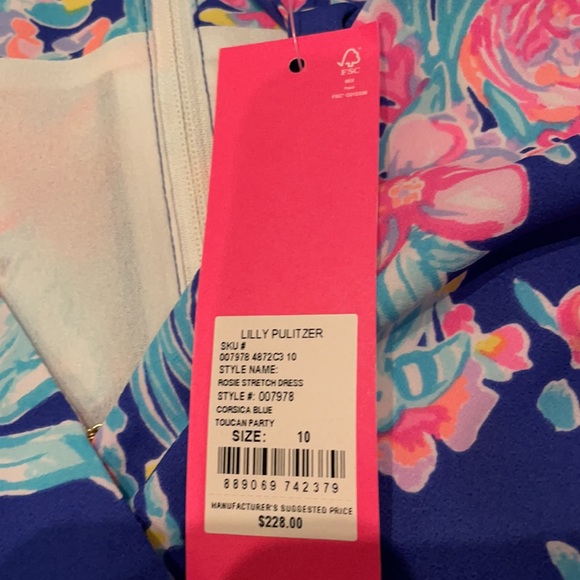Lilly Pulitzer Rosie Stretch Dress Corsica Blue Toucan Party size 10 NWT - Picture 7 of 9